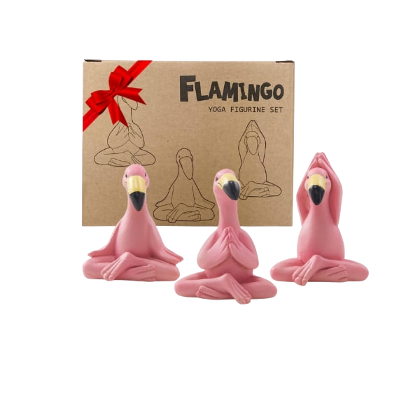 Goodeco Mini Yoga Flamingo Statues Garden Ornaments Outdoor - Pink Flamingo Figurine for Fairy Garden Office Room Zen Decor Gifts For WomenMomGrandmaGirls Home Decoration Accessories 6.2CM Set 3