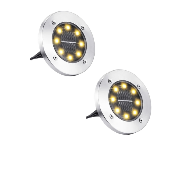 Joomer 2 x Solar Light Outdoor Solar Light Garden Warm White 8 LED 6000K Waterproof IP65 Outdoor Solar Lamp Recessed Lighting for Pathways, Lawn, Patio, Yard