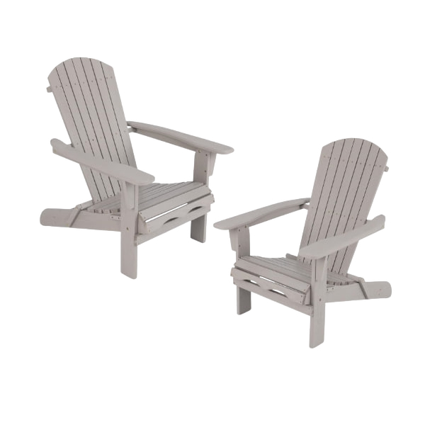 COSTWAY Adirondack Adirondack Folding Chair Set of 2 High Backrest and Wide Armrests for Garden, Patio, 180 kg Load Capacity, Grey